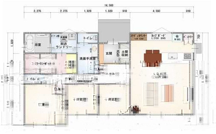 平屋のメリットを最大限に生かしたLDK大空間の家